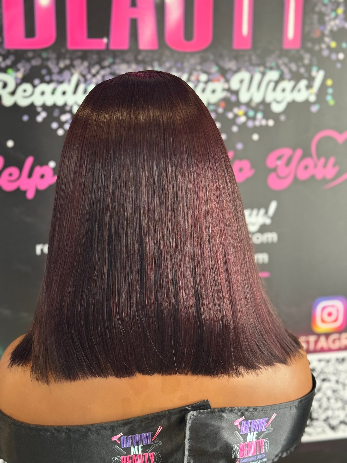 Plum Burgundy Virgin Bob Wig