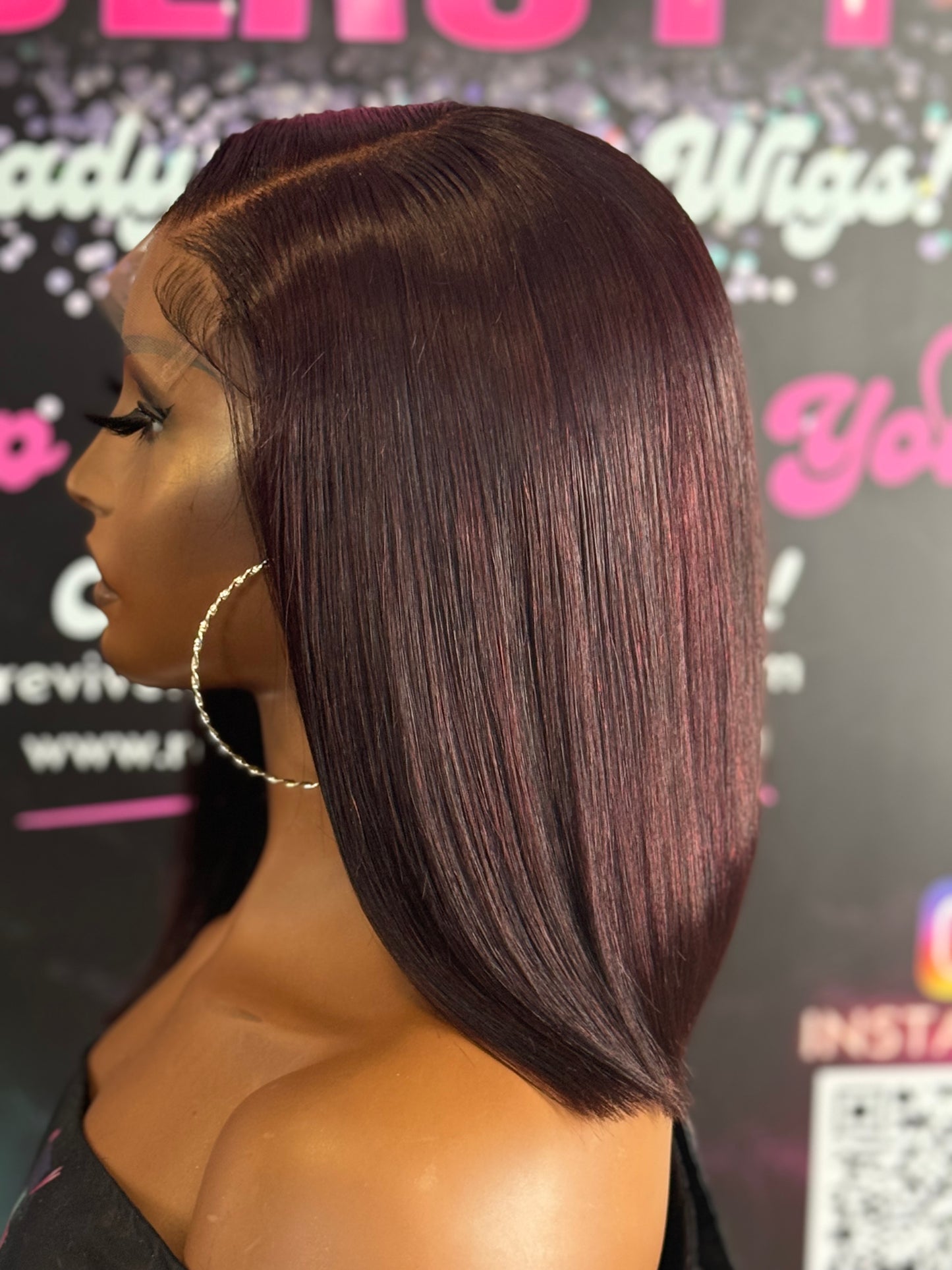 Plum Burgundy Virgin Bob Wig